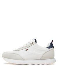 TOMMY HILFIGER - Tommy Hilfiger Sneakersy Flag Knit Runner FW0FW07916 Biały. Kolor: biały #2