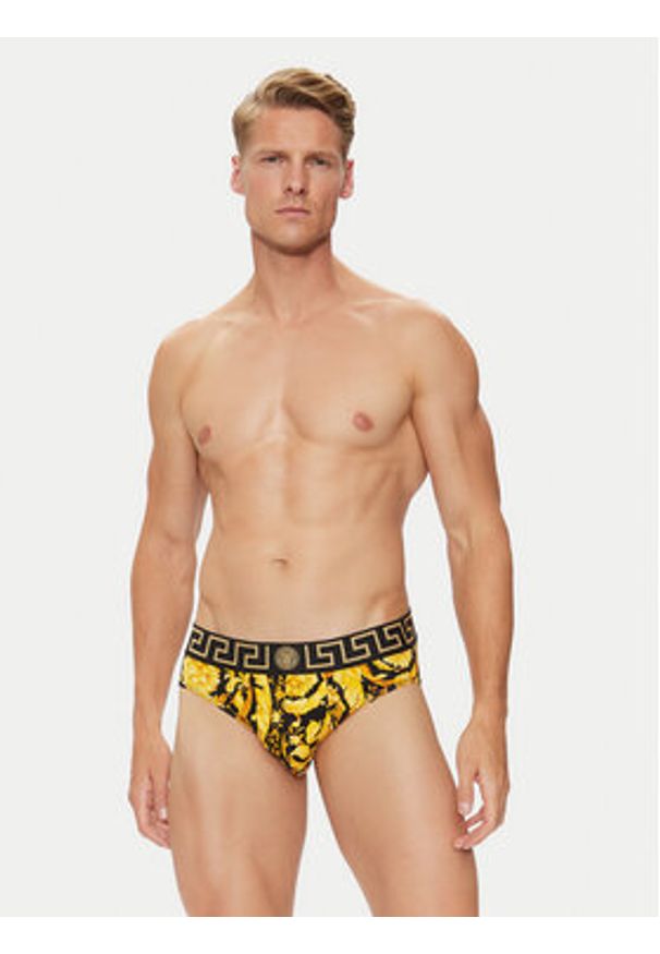 VERSACE - Versace Slipy 1001383 1A11188 Żółty. Kolor: żółty. Materiał: bawełna