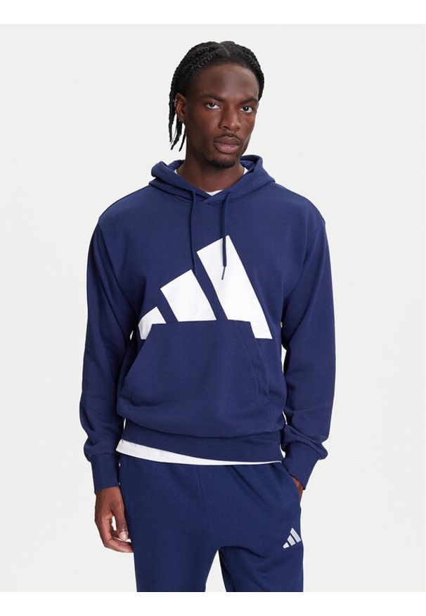 Adidas - adidas Bluza Essentials Big Logo JE8890 Granatowy Regular Fit. Kolor: niebieski. Materiał: syntetyk, bawełna