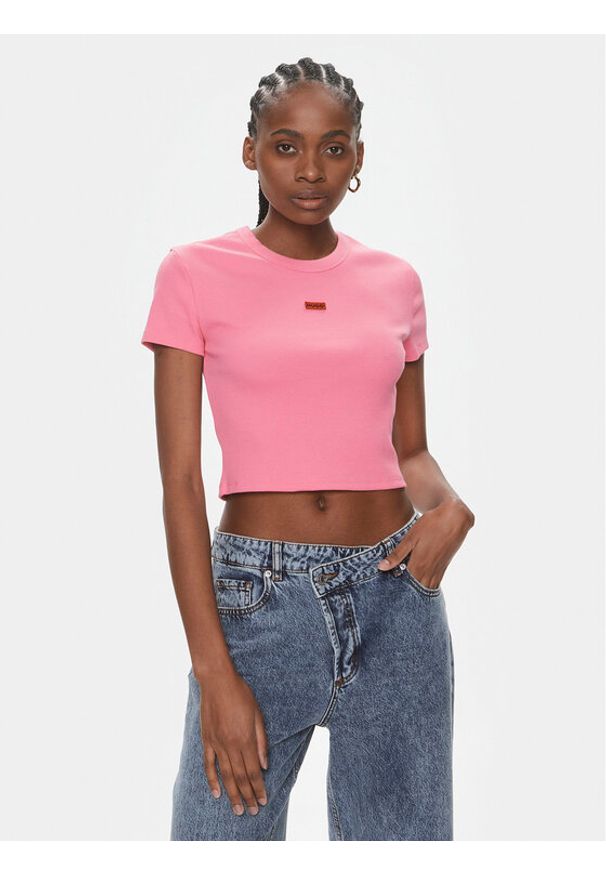 Hugo T-Shirt Deluisa_1 50508636 Różowy Slim Fit. Kolor: różowy. Materiał: bawełna