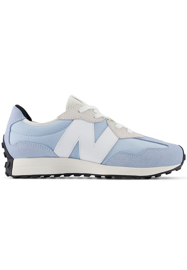 Buty dziecięce New Balance GS327BS – niebieskie. Okazja: na co dzień. Kolor: niebieski. Materiał: materiał, syntetyk, guma. Szerokość cholewki: normalna