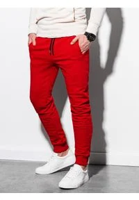 Ombre Clothing - Spodnie męskie dresowe P1005 - czerwone - L. Kolor: czerwony. Materiał: dresówka. Styl: klasyczny #4