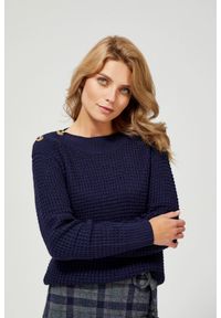 MOODO - Sweter z ozdobnymi guzikami. Materiał: prążkowany, dzianina, akryl. Długość rękawa: długi rękaw. Długość: długie. Wzór: gładki