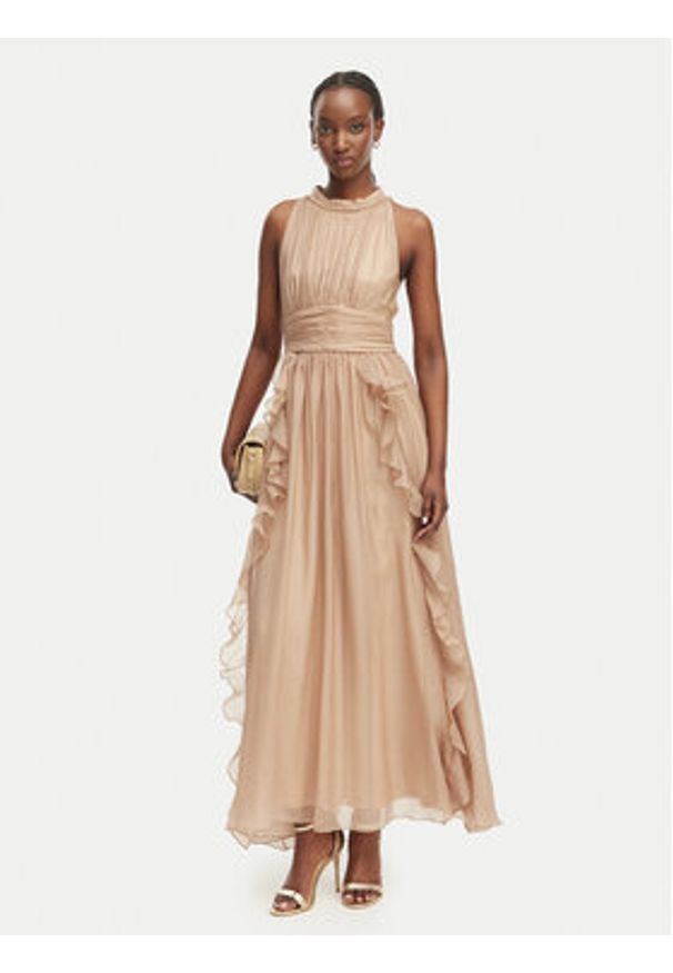 Morgan Sukienka koktajlowa 261-RFLAM Beżowy Regular Fit. Kolor: beżowy. Materiał: syntetyk. Styl: wizytowy