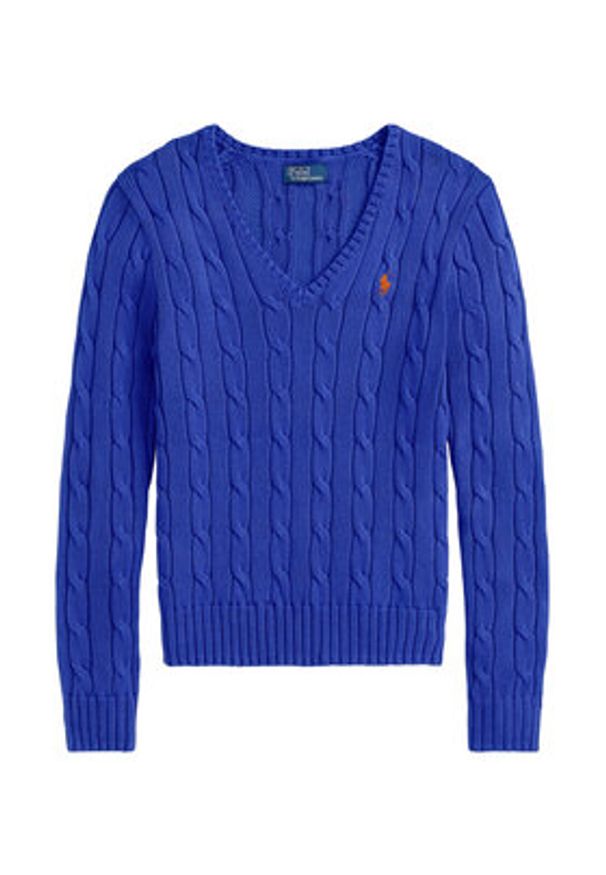 Polo Ralph Lauren Sweter 211971870504 Niebieski Slim Fit. Typ kołnierza: polo. Kolor: niebieski. Materiał: bawełna