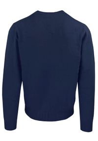 Męski, Bawełniany Sweter w Serek (V-neck) - Adriano Guinari - Granat. Okazja: do pracy, na co dzień, na spotkanie biznesowe. Typ kołnierza: dekolt w serek. Kolor: niebieski. Materiał: bawełna. Styl: klasyczny, casual, elegancki, biznesowy