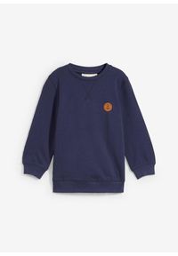 bonprix - Bluza z czystej bawełny organicznej. Kolor: niebieski. Materiał: bawełna. Wzór: aplikacja #1