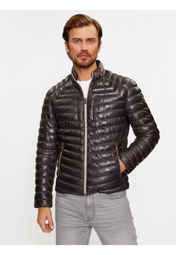 Milestone Kurtka skórzana Malik 331019 60215 Szary Regular Fit. Kolor: szary. Materiał: skóra