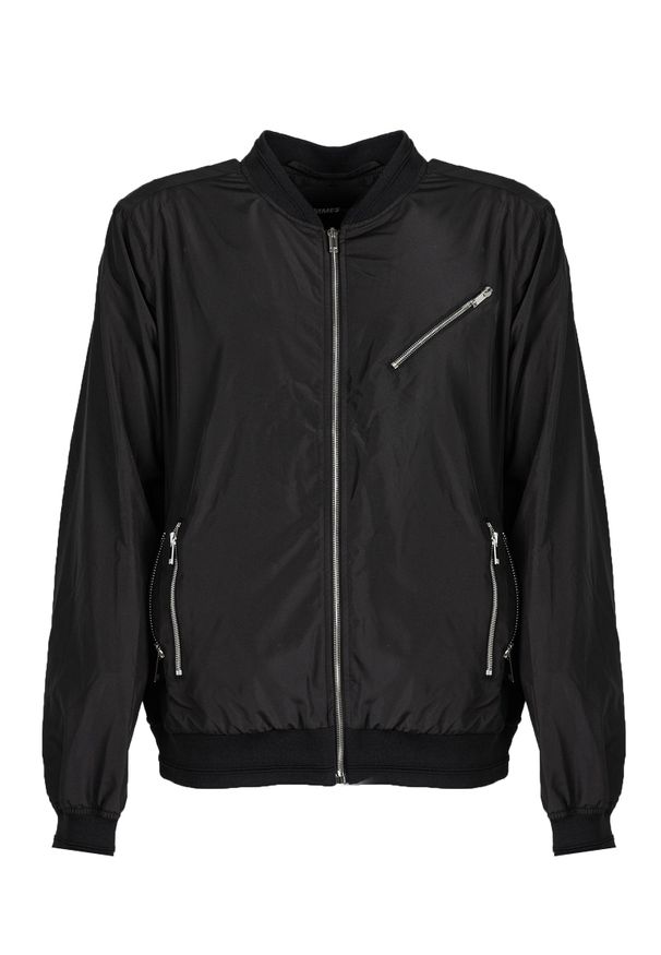 Les Hommes Kurtka "Bomber" | LKO102 250U | Light Weight Nylon Bomber With Multiple Zips | Mężczyzna | Czarny, Grafitowy. Okazja: na co dzień. Kolor: czarny, szary, wielokolorowy. Materiał: nylon. Styl: casual