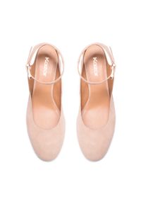 Kazar - Beżowe czółenka damskie. Zapięcie: pasek. Kolor: beżowy. Materiał: zamsz. Obcas: na obcasie. Styl: street. Wysokość obcasa: średni #3