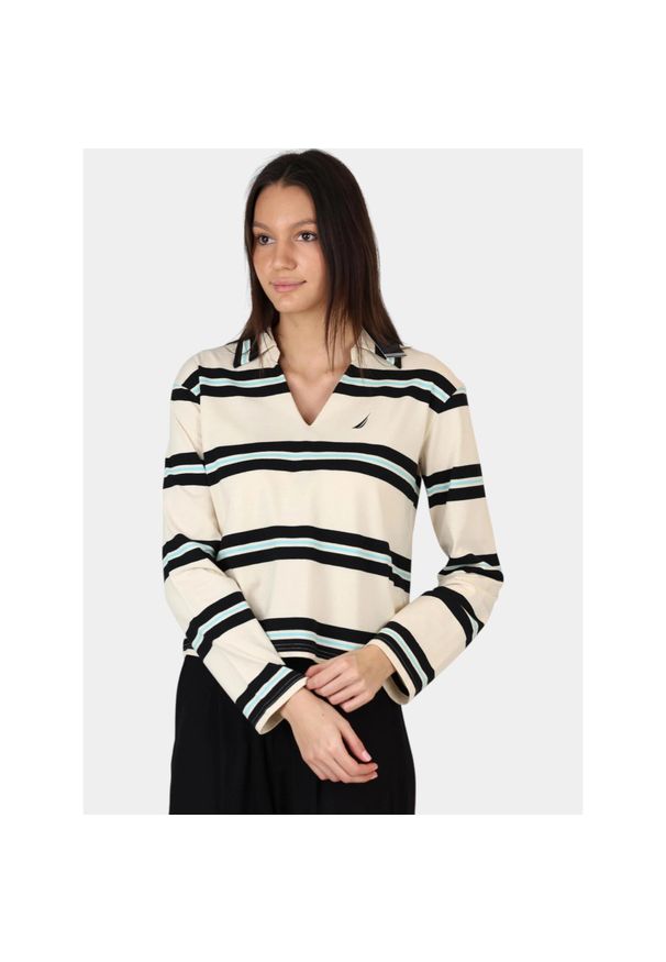 Koszulka Polo Damska Nautica Salado LS. Typ kołnierza: polo. Kolor: niebieski, wielokolorowy, beżowy. Materiał: bawełna. Styl: elegancki