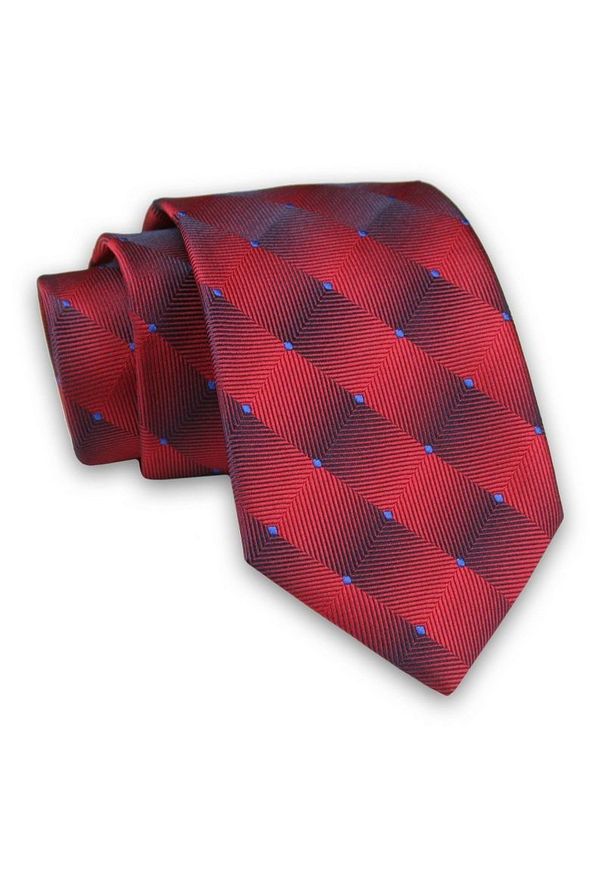 Alties - Czerwono-Niebieski Męski Krawat -ALTIES- 7cm, Klasyczny, 3D, Trójwymiarowy. Kolor: niebieski, wielokolorowy, czerwony. Materiał: tkanina. Wzór: geometria. Styl: klasyczny