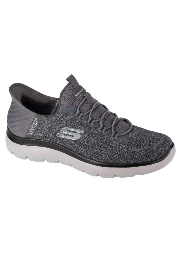 skechers - Buty do chodzenia sneakersy męskie, Skechers Slip-Ins: Summits - Key Pace. Kolor: wielokolorowy, czarny, szary. Materiał: syntetyk, materiał. Sport: turystyka piesza