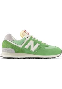 Buty unisex New Balance U574RCC – zielone. Okazja: na co dzień. Kolor: zielony. Materiał: materiał, syntetyk, skóra, guma. Szerokość cholewki: normalna. Model: New Balance 574