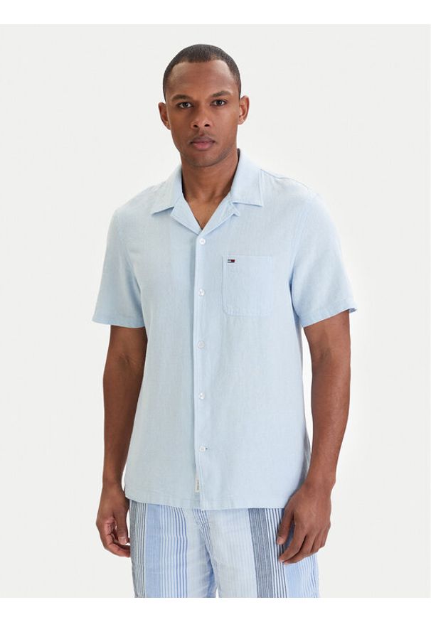 Tommy Jeans Koszula DM0DM23058 Błękitny Regular Fit. Kolor: niebieski. Materiał: bawełna