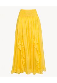 Ermanno Firenze - ERMANNO FIRENZE - Żółta spódnica z koronką i falbankami. Kolor: żółty. Materiał: koronka. Wzór: koronka. Sezon: lato, wiosna #5