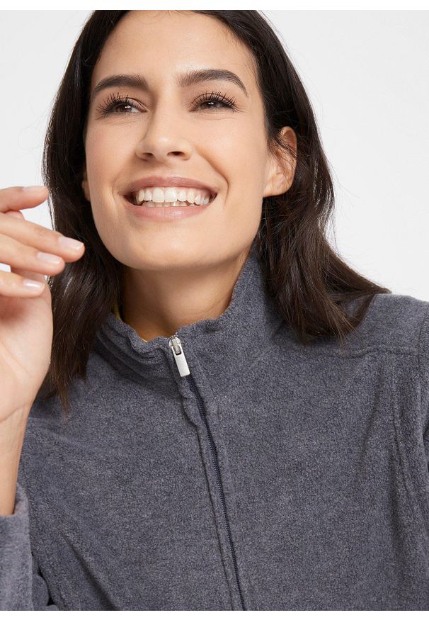 bonprix - Bluza rozpinana z polaru. Typ kołnierza: kołnierzyk stójkowy. Kolor: szary. Materiał: polar