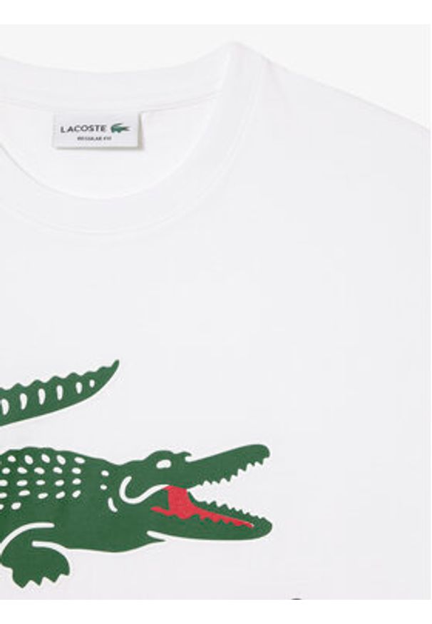 Lacoste T-Shirt TH1285 Biały Regular Fit. Kolor: biały. Materiał: bawełna