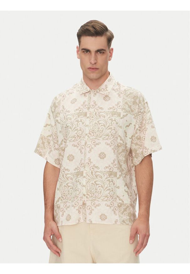 Jack & Jones Koszula Hydra 12277225 Beżowy Relaxed Fit. Kolor: beżowy. Materiał: len