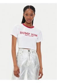 Juicy Couture T-Shirt Dump Him JCWCT23314 Biały Slim Fit. Kolor: biały. Materiał: bawełna
