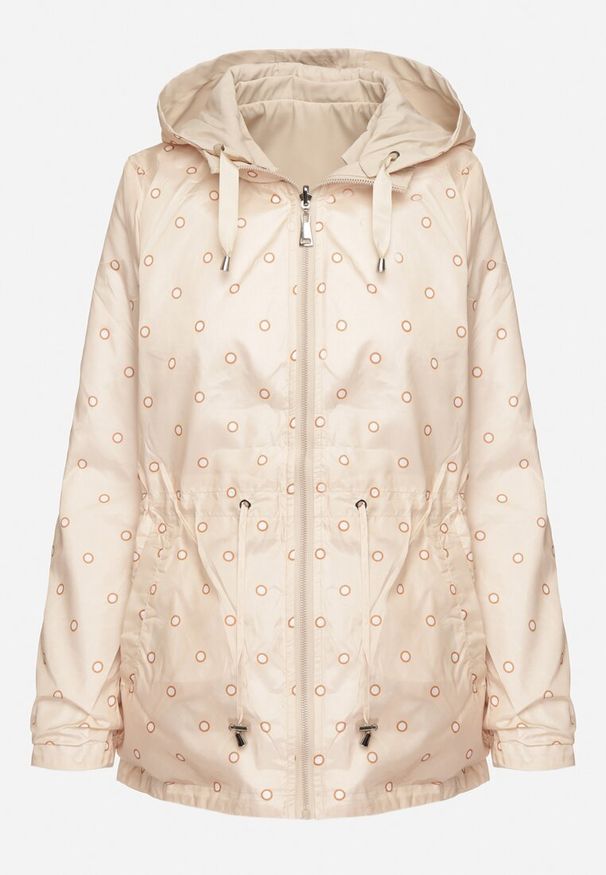 Born2be - Jasnobeżowa Kurtka Parka Dwustronna ze Ściągaczem w Talii i Kapturem Tillisaya. Okazja: na co dzień. Kolor: beżowy. Materiał: jeans. Sezon: jesień, wiosna. Styl: casual, elegancki