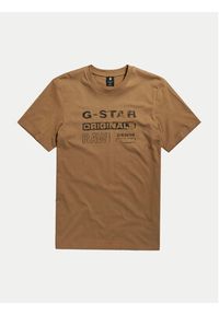 G-Star RAW - G-Star Raw T-Shirt Distressed D24420-336-7172 Brązowy Slim Fit. Kolor: brązowy. Materiał: bawełna #4
