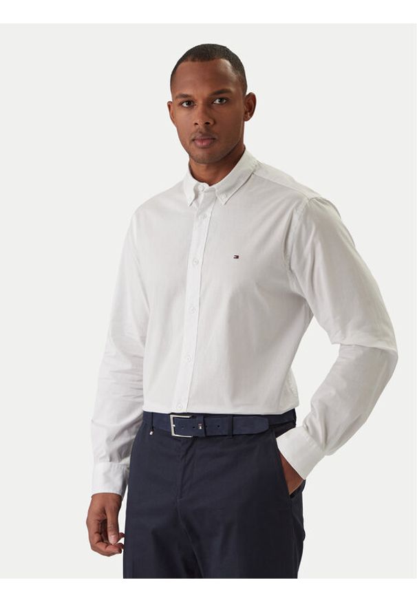 TOMMY HILFIGER - Tommy Hilfiger Koszula Core Flex Poplin MW0MW25035 Biały Regular Fit. Kolor: biały. Materiał: bawełna