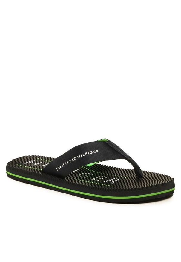 TOMMY HILFIGER - Tommy Hilfiger Japonki Massage Footbed Beach Sandal FM0FM04474 Granatowy. Kolor: niebieski. Materiał: materiał