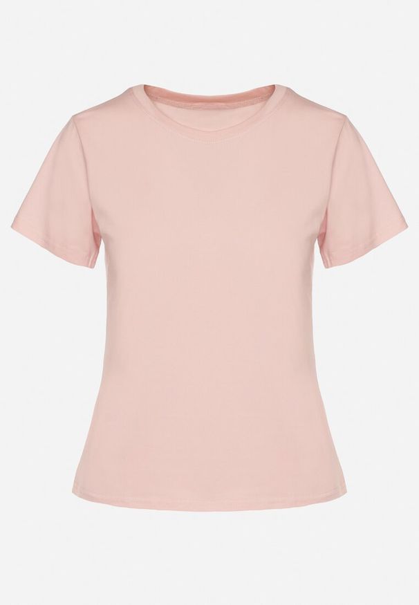 Born2be - Różowy Klasyczny T-shirt z Bawełny Lorali. Okazja: na spacer, na co dzień. Kolor: różowy. Materiał: bawełna. Wzór: gładki. Styl: klasyczny