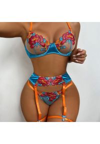 Intica - Komplet bielizny z kwiatowym haftem na specjalne okazje Banu. Kolor: żółty. Materiał: materiał. Wzór: kwiaty, haft #9