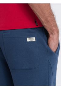 Ombre Clothing - Spodnie męskie dresowe typu jogger - granatowe V4 OM-PABS-0173 - XXL. Okazja: na co dzień. Kolor: niebieski. Materiał: dresówka. Wzór: aplikacja. Styl: casual #6