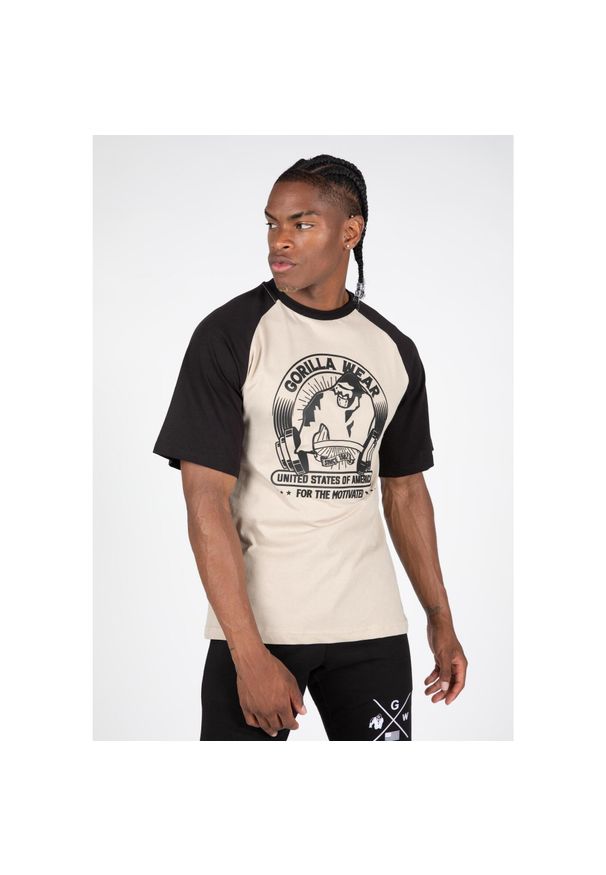 GORILLA WEAR - Oversized T-shirt Gorilla Wear Logan. Kolor: beżowy, czarny, wielokolorowy. Materiał: bawełna. Wzór: nadruk. Sport: fitness