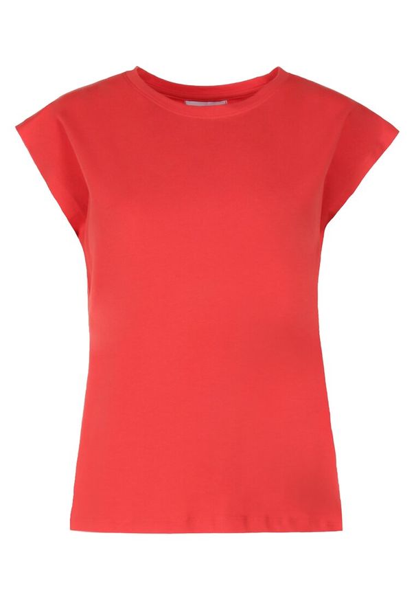Born2be - Czerwony T-Shirt Peshahria. Kolor: czerwony. Materiał: bawełna. Długość rękawa: krótki rękaw. Długość: krótkie. Wzór: kolorowy. Styl: sportowy