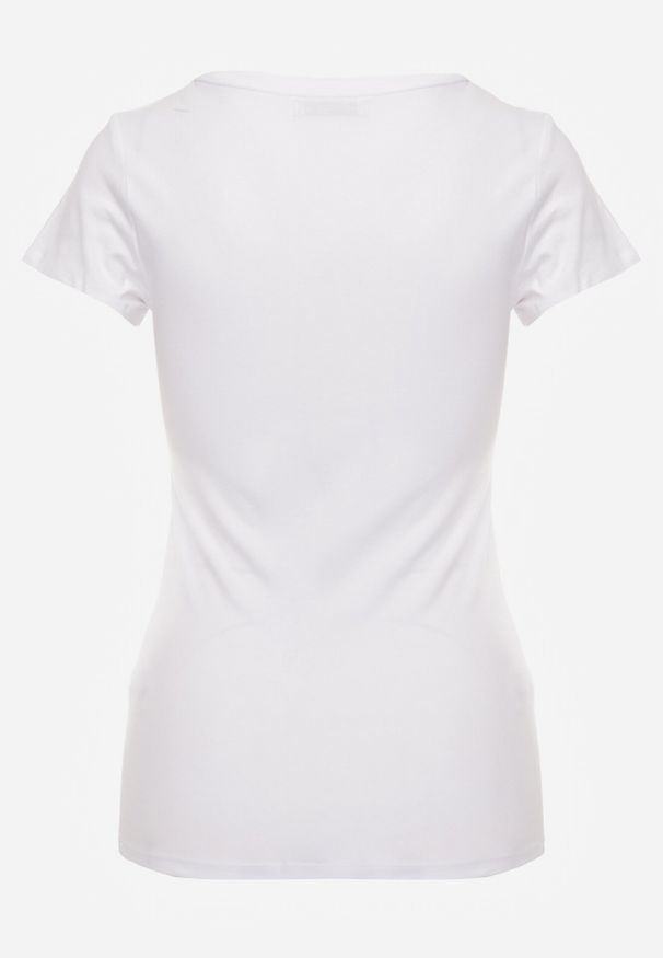 Born2be - Biały T-shirt Gathanthei. Okazja: na co dzień, do domu. Kolor: biały. Materiał: jeans, dresówka, bawełna, dzianina. Długość rękawa: krótki rękaw. Długość: krótkie. Wzór: gładki. Styl: casual, klasyczny, sportowy