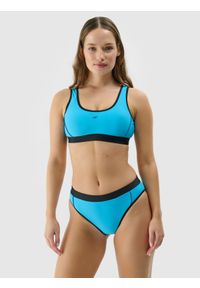 4f - 4F Góra od bikini damska - niebieska M. Kolor: niebieski. Materiał: włókno, materiał, syntetyk, elastan. Wzór: jednolity