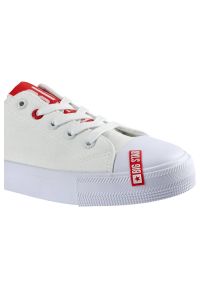 Big-Star - Białe Trampki Big Star Damskie Modne Półbuty. Okazja: na spacer, na co dzień. Zapięcie: sznurówki. Kolor: biały. Materiał: guma, materiał. Szerokość cholewki: normalna. Styl: casual #9