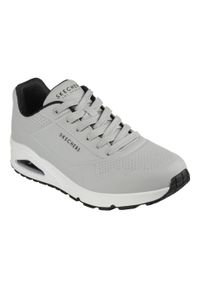 skechers - Buty do chodzenia męskie Skechers Uno Stand ON Air. Zapięcie: sznurówki. Kolor: wielokolorowy, czarny, szary. Materiał: guma, syntetyk, poliester, materiał. Szerokość cholewki: normalna. Sport: turystyka piesza