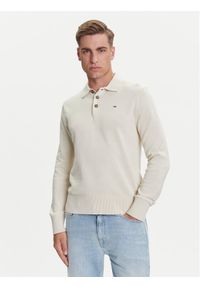 Tommy Jeans Sweter Essential DM0DM20304 Beżowy Slim Fit. Kolor: beżowy. Materiał: bawełna #1