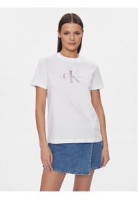 Calvin Klein Jeans T-Shirt Diffused Monologo J20J223264 Biały Regular Fit. Kolor: biały. Materiał: bawełna #1