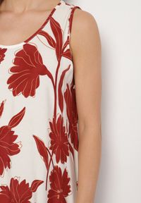 Born2be - Bordowa Sukienka z Wiskozy z Wzorem w Kwiaty Bez Rękawów Orrulene. Okazja: na co dzień. Kolor: czerwony. Materiał: wiskoza. Długość rękawa: bez rękawów. Wzór: kwiaty. Sezon: wiosna, lato. Styl: klasyczny, casual #4