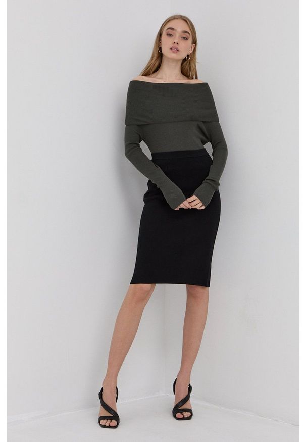 Max Mara Leisure Sweter wełniany damski kolor zielony z golfem. Okazja: na co dzień. Typ kołnierza: golf. Kolor: zielony. Materiał: wełna. Długość rękawa: długi rękaw. Długość: długie. Styl: casual