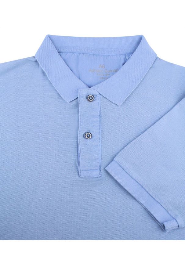 Koszulka Polo, Męska - Adriano Guinari - Zgaszony Błękit. Typ kołnierza: polo. Kolor: niebieski. Materiał: bawełna. Styl: klasyczny