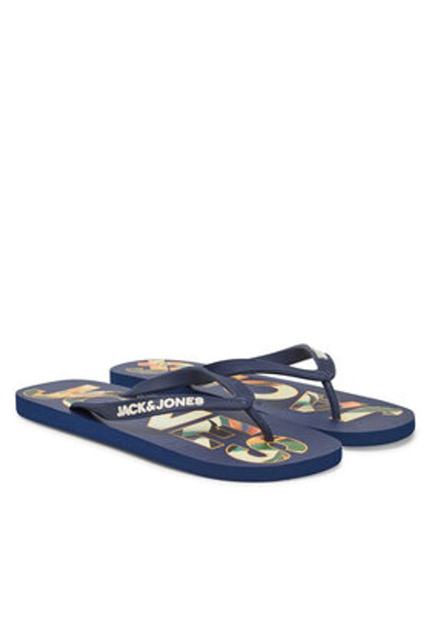 Jack & Jones - Jack&Jones Japonki Jfwlogo Palm Print Flip Flop Ln 12230642 Granatowy. Kolor: niebieski. Wzór: nadruk