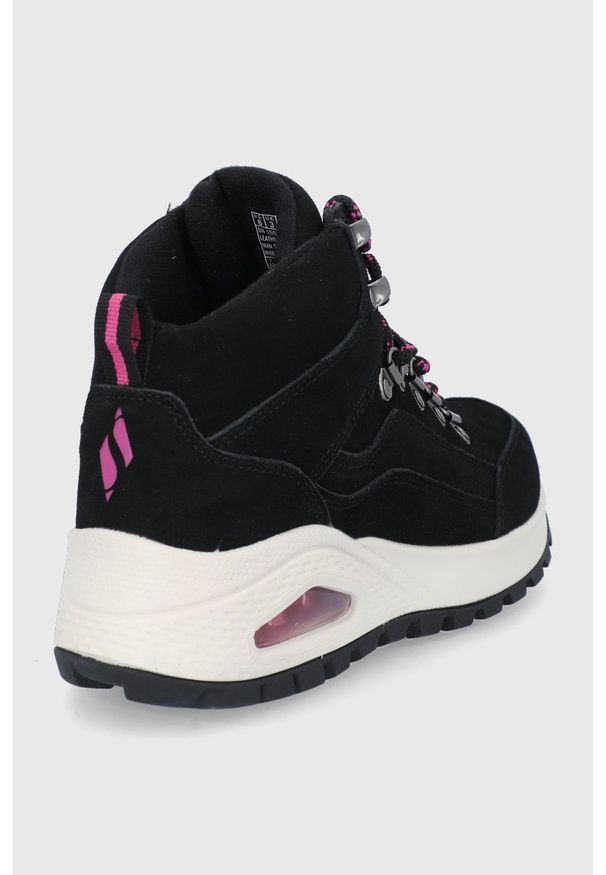skechers - Skechers - Buty zamszowe. Nosek buta: okrągły. Zapięcie: sznurówki. Kolor: czarny. Materiał: zamsz