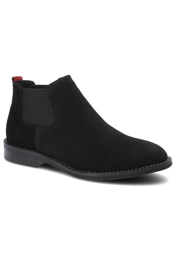 Czarne Sztyblety Lamanti Damskie Modne Buty. Zapięcie: bez zapięcia. Kolor: czarny. Szerokość cholewki: normalna. Wzór: aplikacja. Materiał: zamsz, materiał, skóra, guma. Sezon: zima. Obcas: na obcasie. Styl: elegancki. Wysokość obcasa: niski