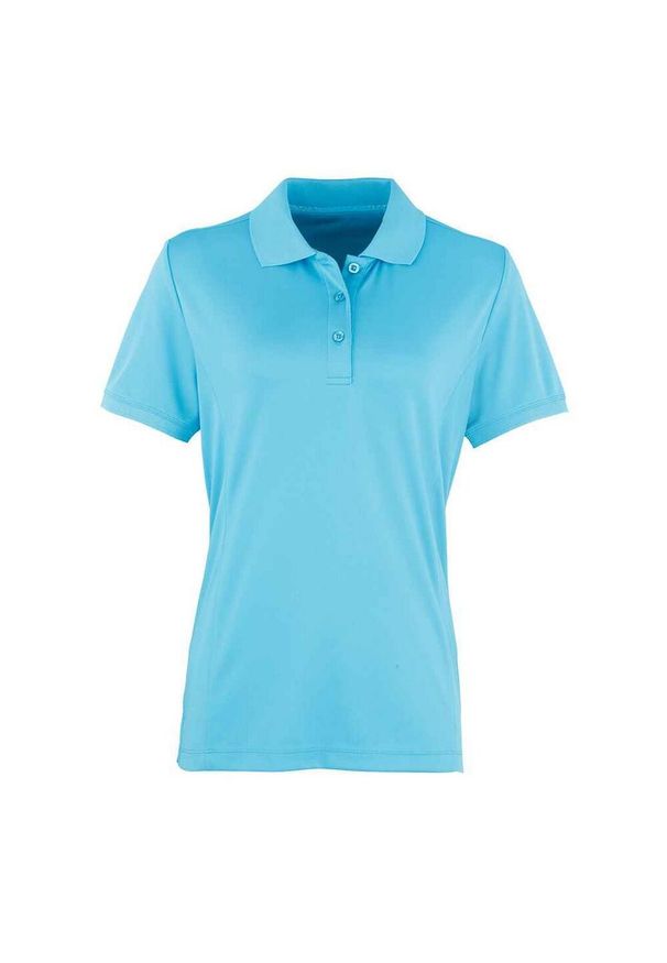 PREMIER - Damska Koszulka Polo Coolchecker. Typ kołnierza: polo. Kolor: niebieski