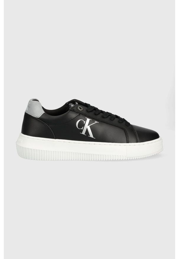 Calvin Klein Jeans sneakersy skórzane Chunky Cupsole Laceup Low YW0YW00701.00T kolor czarny. Nosek buta: okrągły. Zapięcie: sznurówki. Kolor: czarny. Materiał: skóra. Obcas: na platformie