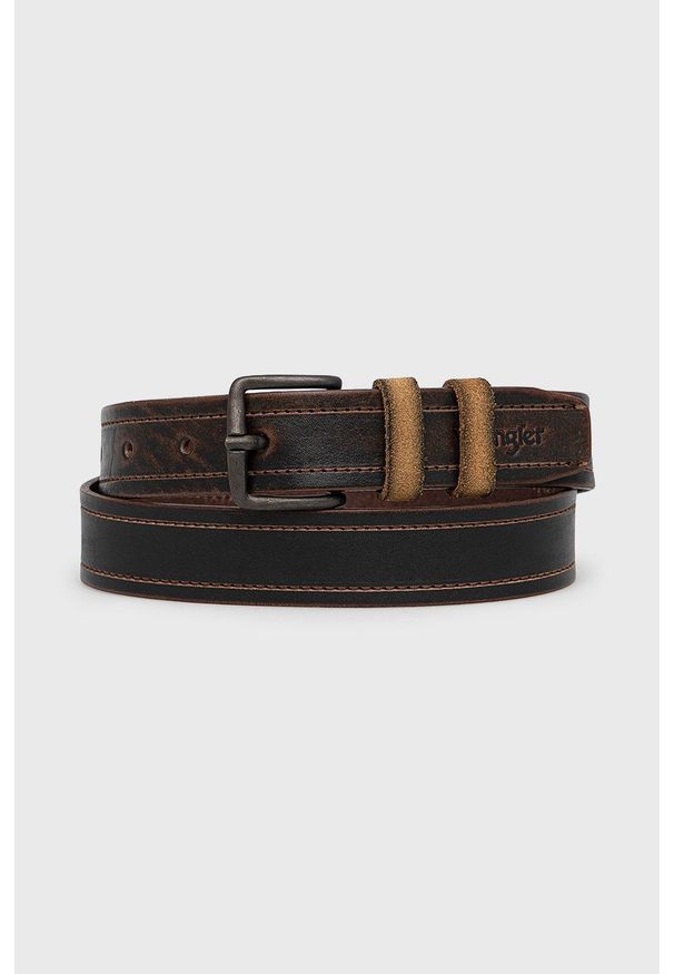 Wrangler pasek skórzany męski kolor brązowy. Kolor: brązowy. Materiał: skóra