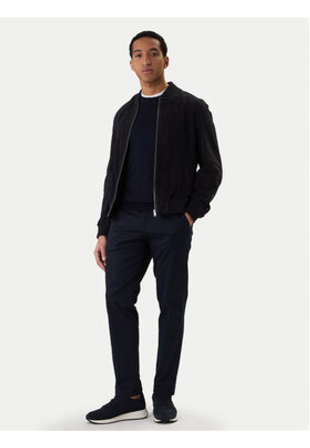 BOSS Kurtka skórzana H-Muller 50543213 Granatowy Regular Fit. Kolor: niebieski. Materiał: skóra