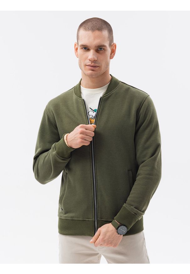 Brązowa bluza Ombre Clothing sportowa, bez kaptura
